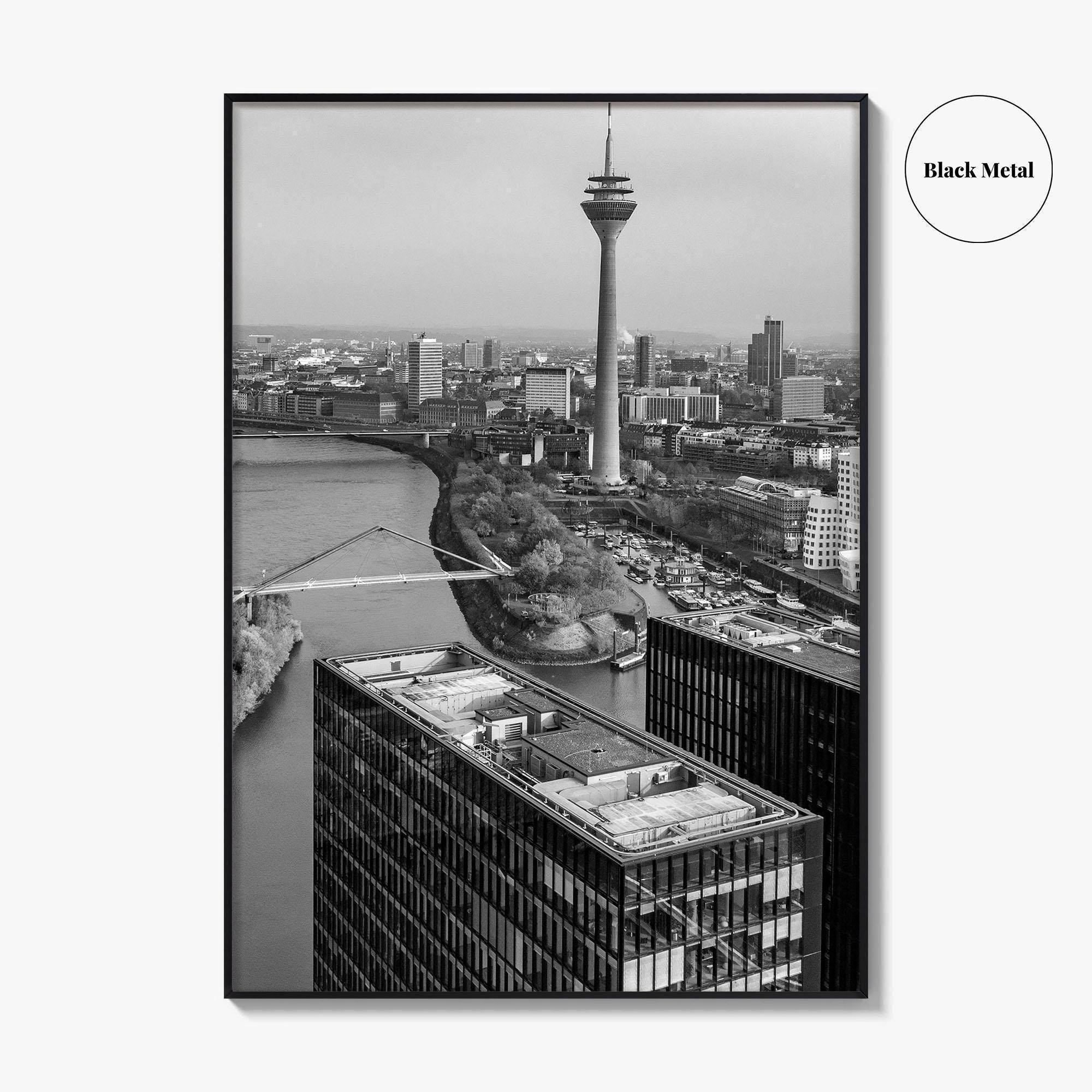 Dusseldorf Skyline Black and White Fine Art Photo Print, Medienhafen Germany Wall Art