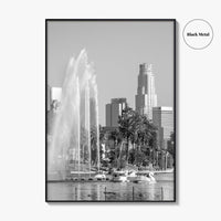 Echo Park Black and White Fine Art Photo Print, Los Angeles Skyline Poster