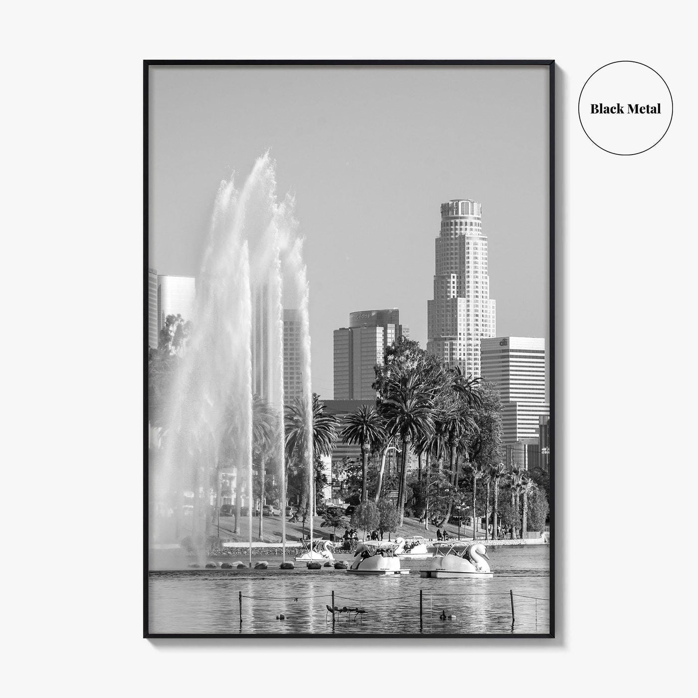 Echo Park Black and White Fine Art Photo Print, Los Angeles Skyline Poster