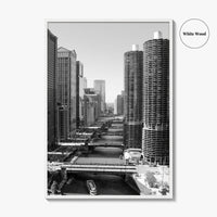 Chicago Black and White Fine Art Photo Print, Chicago River, Illinois Wall Poster