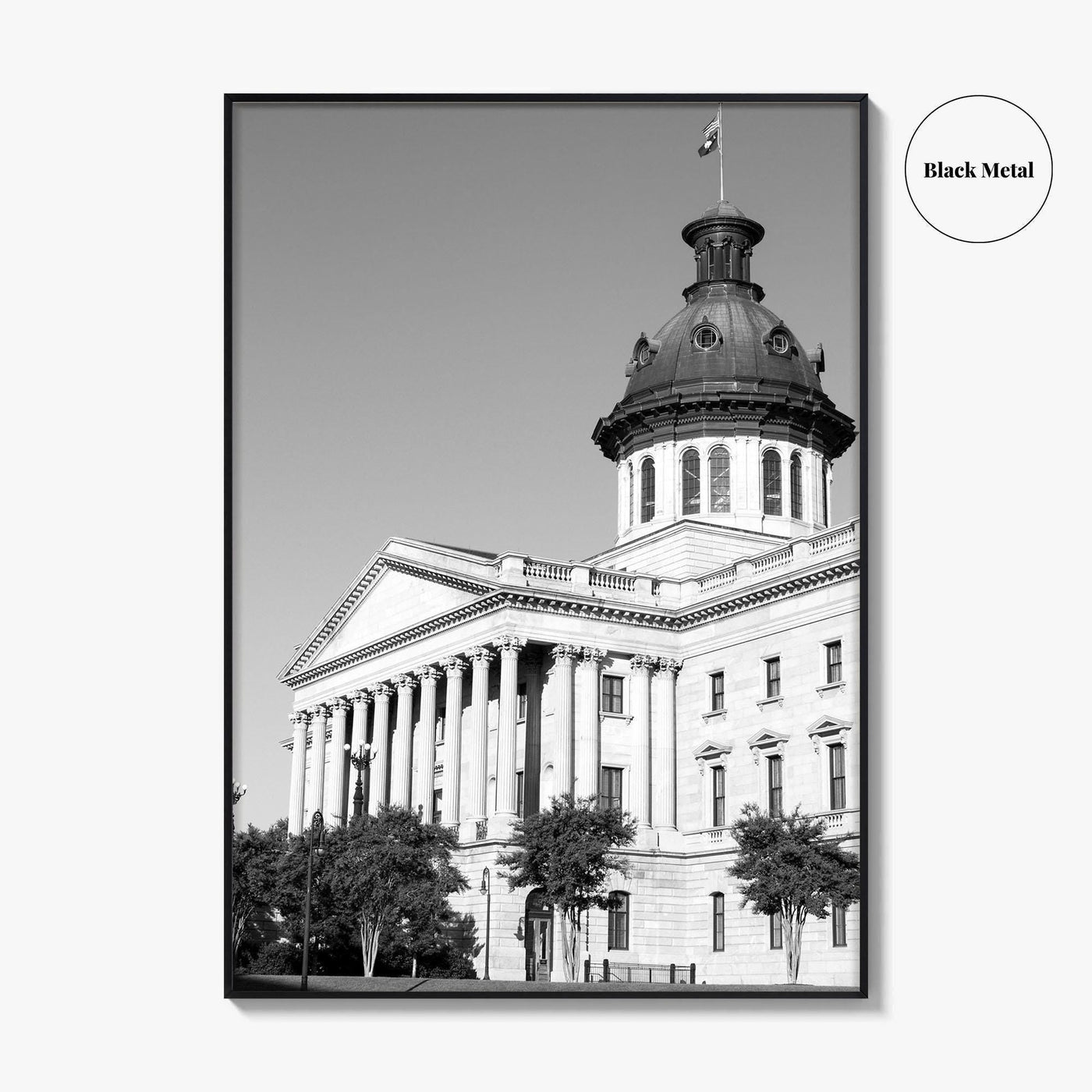 Columbia SC Black and White Fine Art Photo Print, South Carolina State House Poster