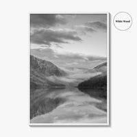 Glendalough Upper Lake Black and White Fine Art Photo Print, County Wicklow Ireland Poster