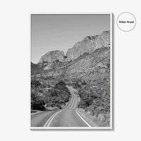 Big Bend National Park Black and White Fine Art Photo Print, Texas Road Poster