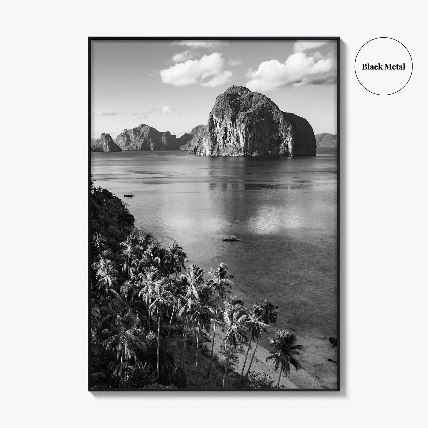 El Nido Black and White Fine Art Photo Print, Palawan Poster, Las Cabanas Beach