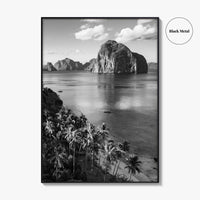 El Nido Black and White Fine Art Photo Print, Palawan Poster, Las Cabanas Beach