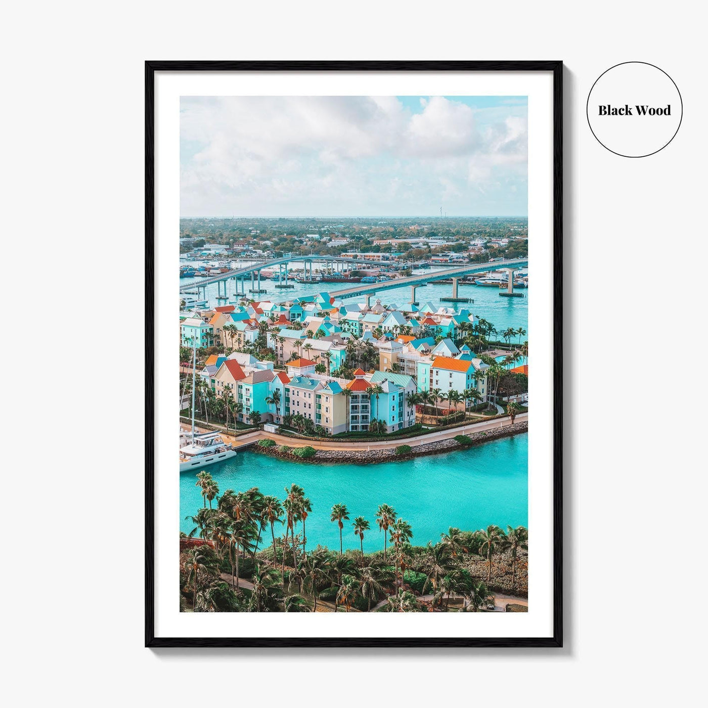 Nassau Skyline Fine Art Photo Print, Paradise Island Bahamas, Harbour Aerial Poster