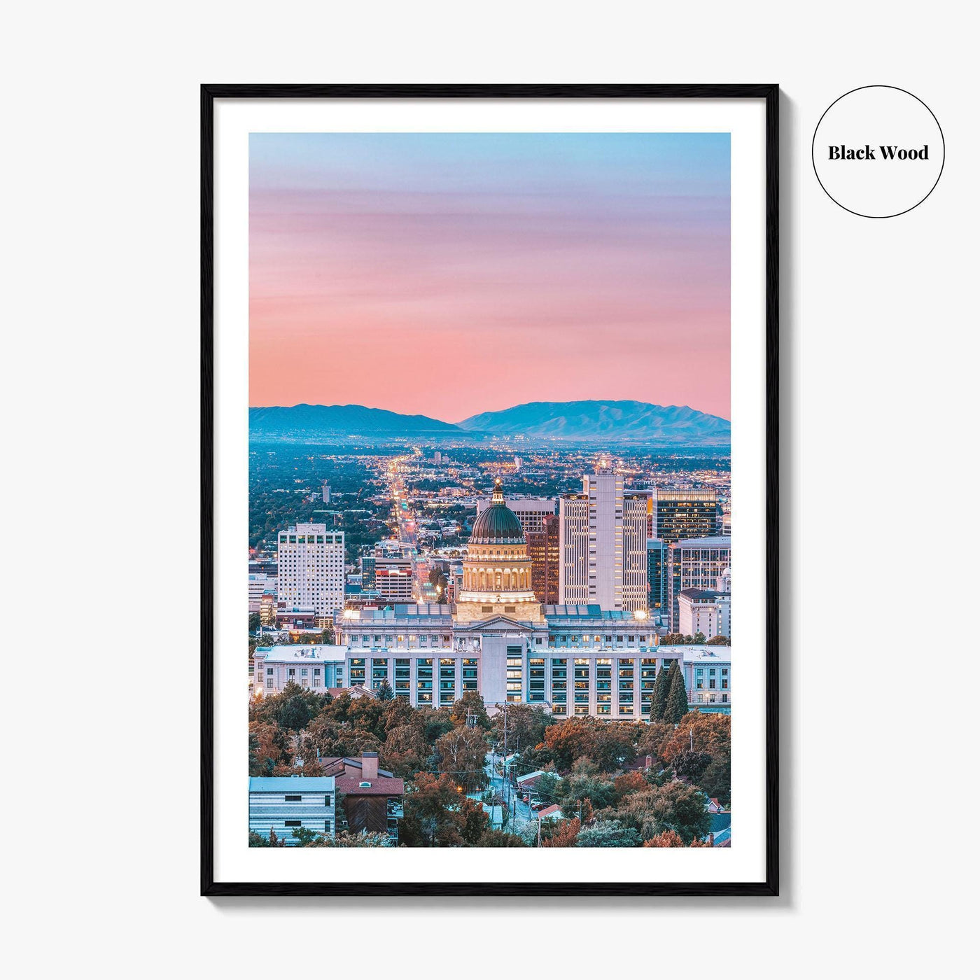 Salt Lake City Skyline Fine Art Photo Print, Wall Decor Poster, Utah USA, SLC