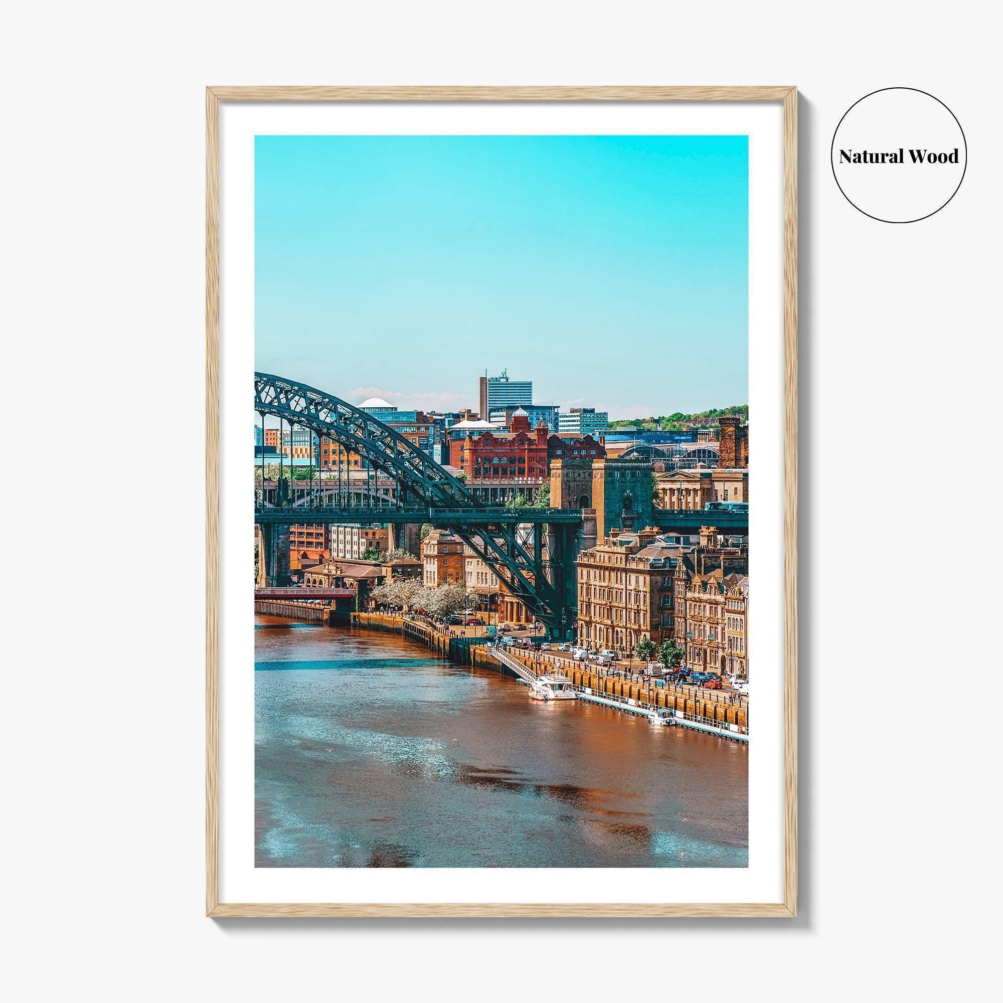 Newcastle Upon Tyne Blue Fine Art Photo Print, UK, Tyne Bridge, High Level