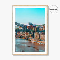 Newcastle Upon Tyne Blue Fine Art Photo Print, UK, Tyne Bridge, High Level