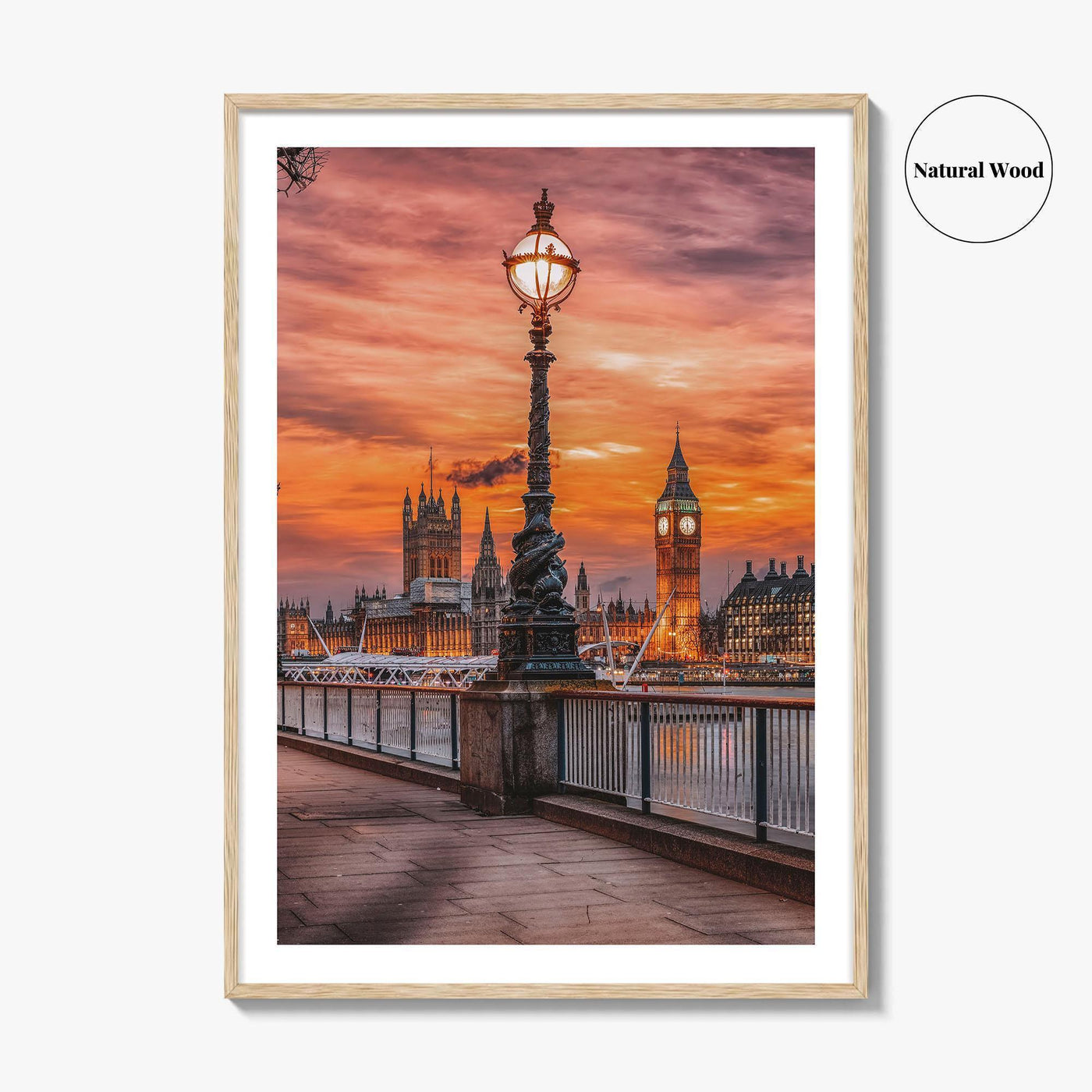 London Fine Art Photo Print, South Bank Riverside, Thames, Big Ben, Westminster Palace, UK