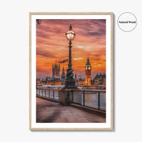 London Fine Art Photo Print, South Bank Riverside, Thames, Big Ben, Westminster Palace, UK