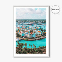 Nassau Skyline Fine Art Photo Print, Paradise Island Bahamas, Harbour Aerial Poster