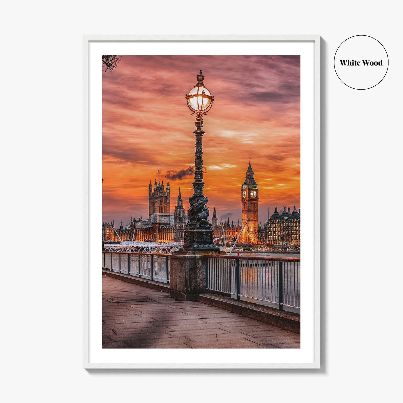 London Fine Art Photo Print, South Bank Riverside, Thames, Big Ben, Westminster Palace, UK