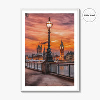 London Fine Art Photo Print, South Bank Riverside, Thames, Big Ben, Westminster Palace, UK