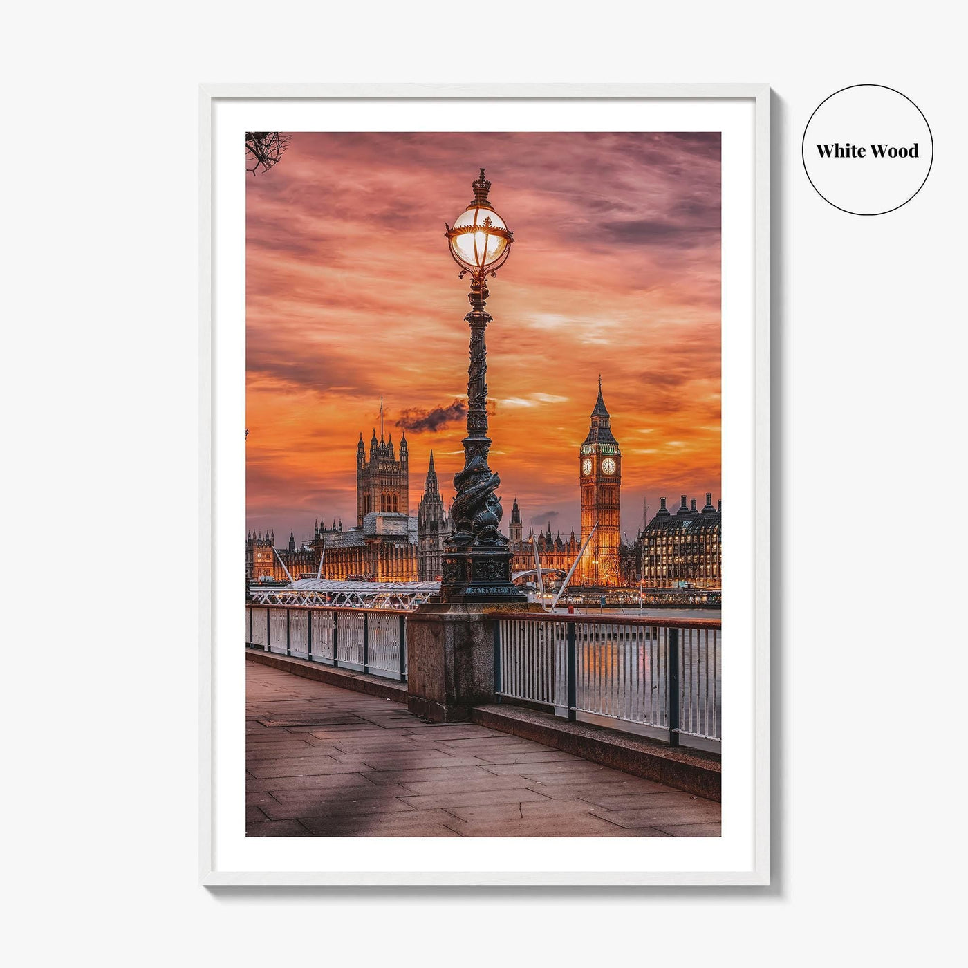 London Fine Art Photo Print, South Bank Riverside, Thames, Big Ben, Westminster Palace, UK