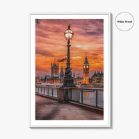 London Fine Art Photo Print, South Bank Riverside, Thames, Big Ben, Westminster Palace, UK
