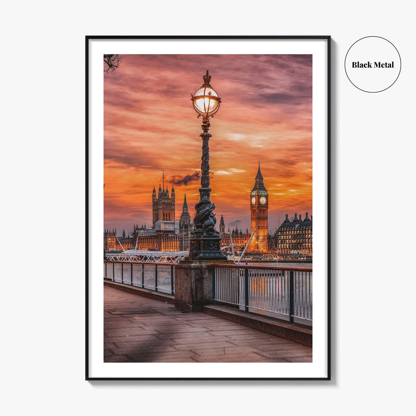 London Fine Art Photo Print, South Bank Riverside, Thames, Big Ben, Westminster Palace, UK