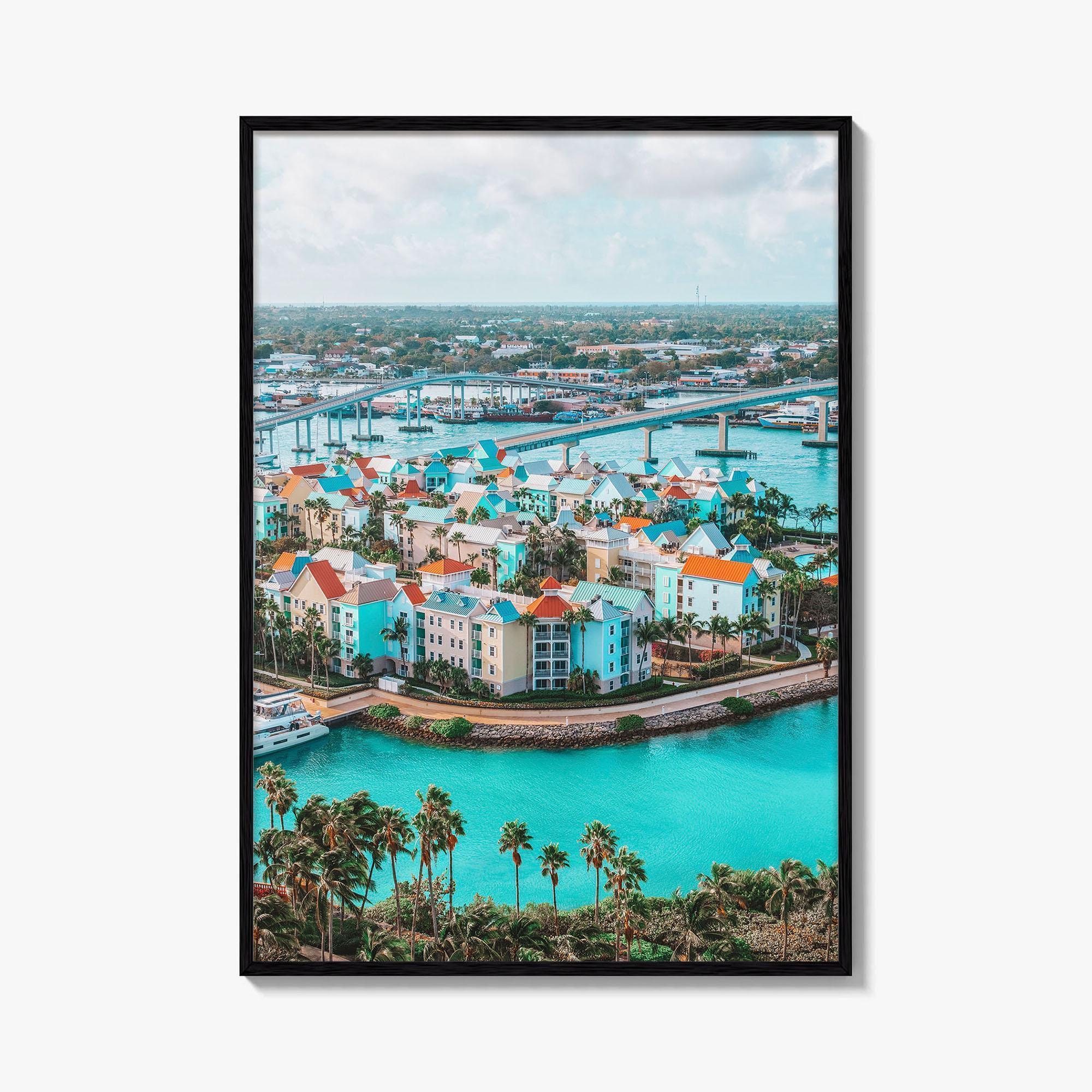 Nassau Skyline Fine Art Photo Print, Paradise Island Bahamas, Harbour Aerial Poster