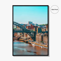 Newcastle Upon Tyne Blue Fine Art Photo Print, UK, Tyne Bridge, High Level