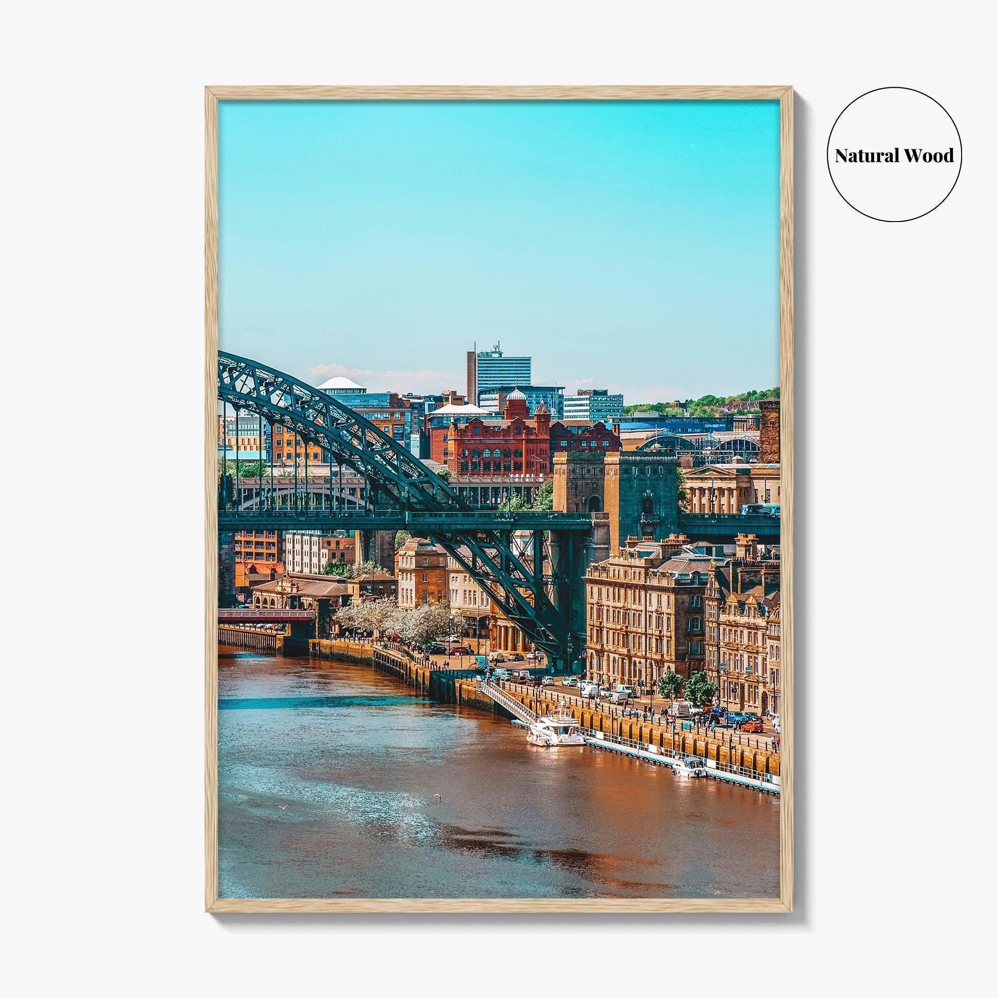 Newcastle Upon Tyne Blue Fine Art Photo Print, UK, Tyne Bridge, High Level
