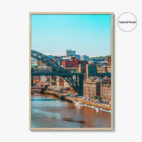 Newcastle Upon Tyne Blue Fine Art Photo Print, UK, Tyne Bridge, High Level
