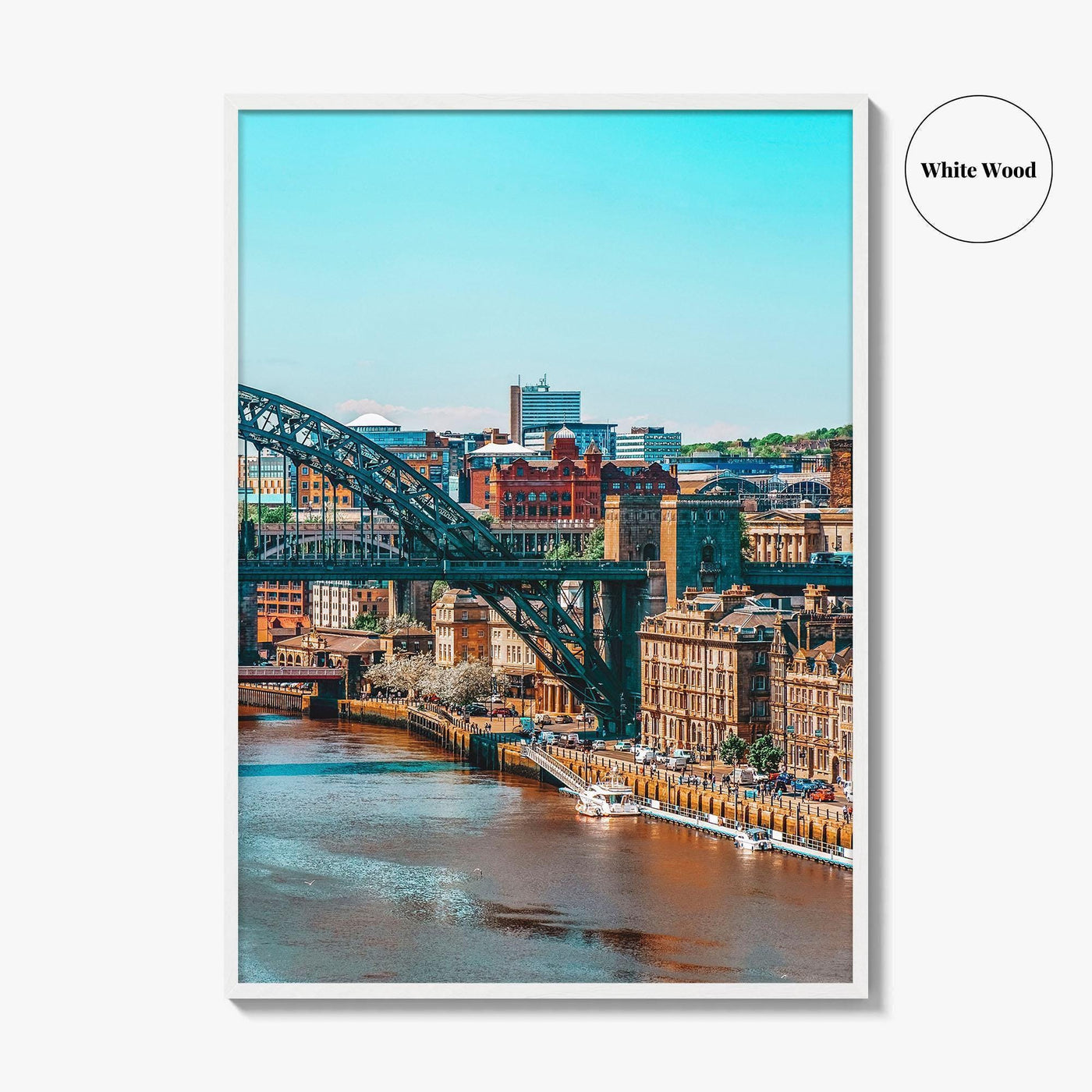 Newcastle Upon Tyne Blue Fine Art Photo Print, UK, Tyne Bridge, High Level