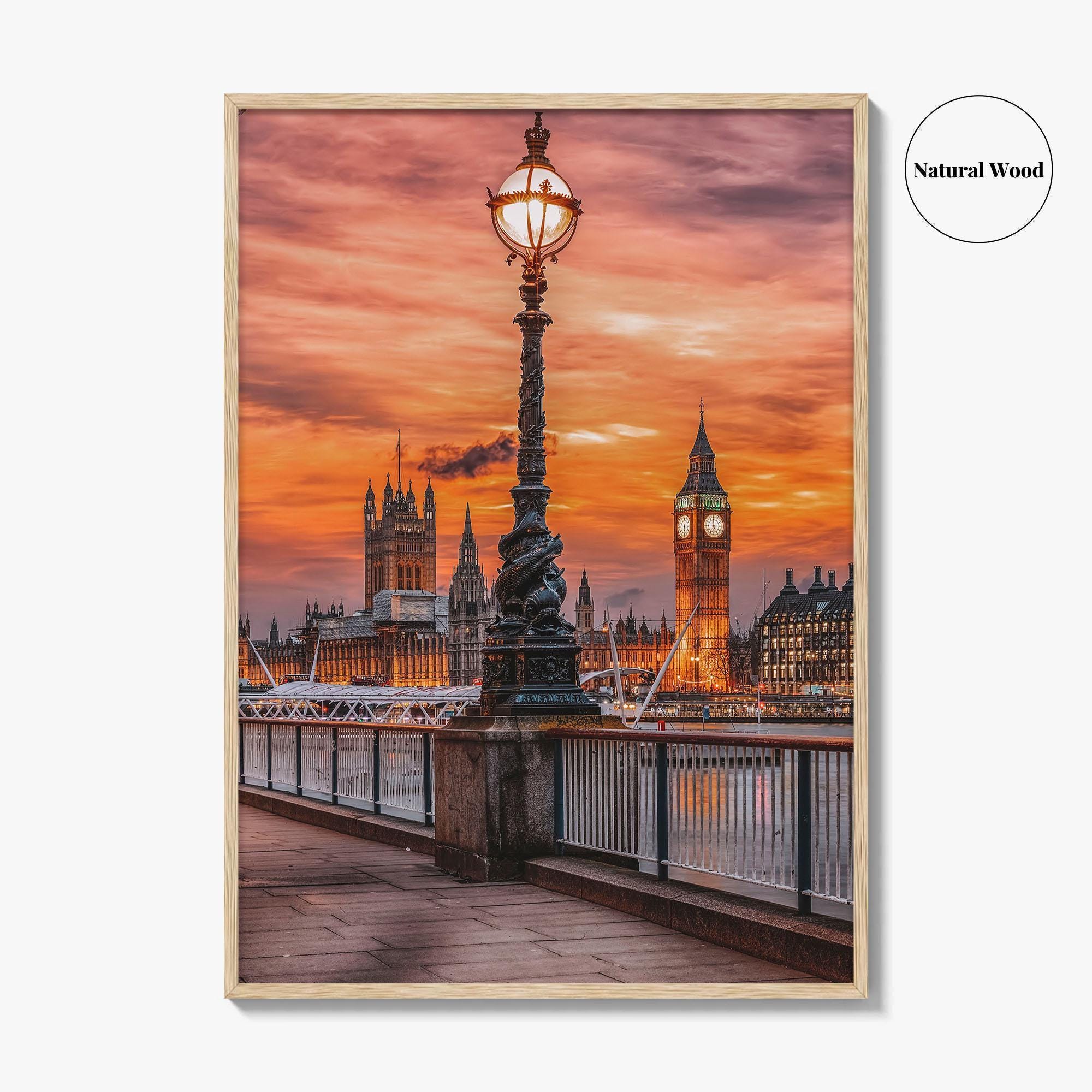London Fine Art Photo Print, South Bank Riverside, Thames, Big Ben, Westminster Palace, UK