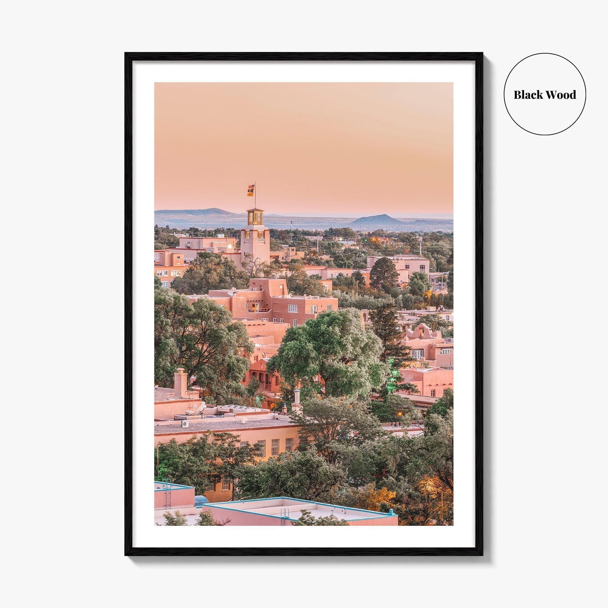 Santa Fe Skyline Fine Art Photo Print, New Mexico USA Downtown, Wall Decor Poster