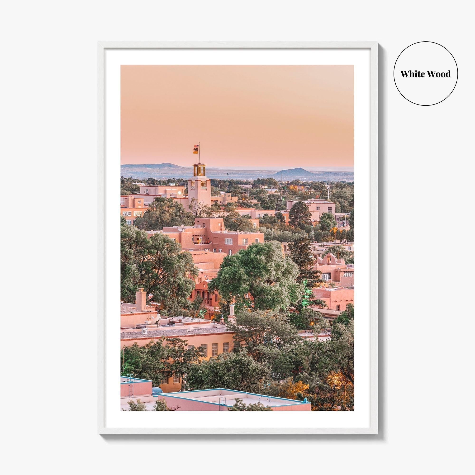 Santa Fe Skyline Fine Art Photo Print, New Mexico USA Downtown, Wall Decor Poster