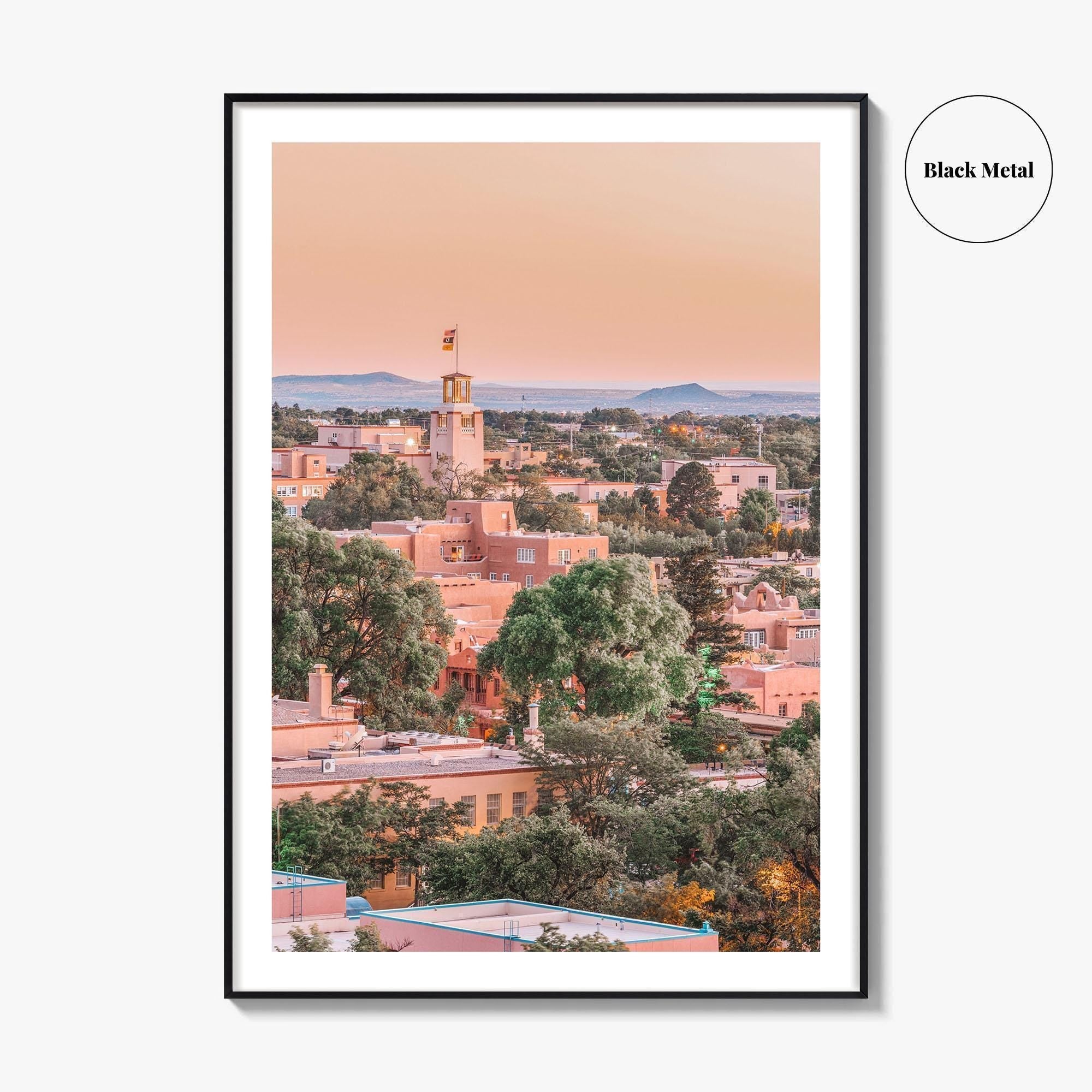 Santa Fe Skyline Fine Art Photo Print, New Mexico USA Downtown, Wall Decor Poster