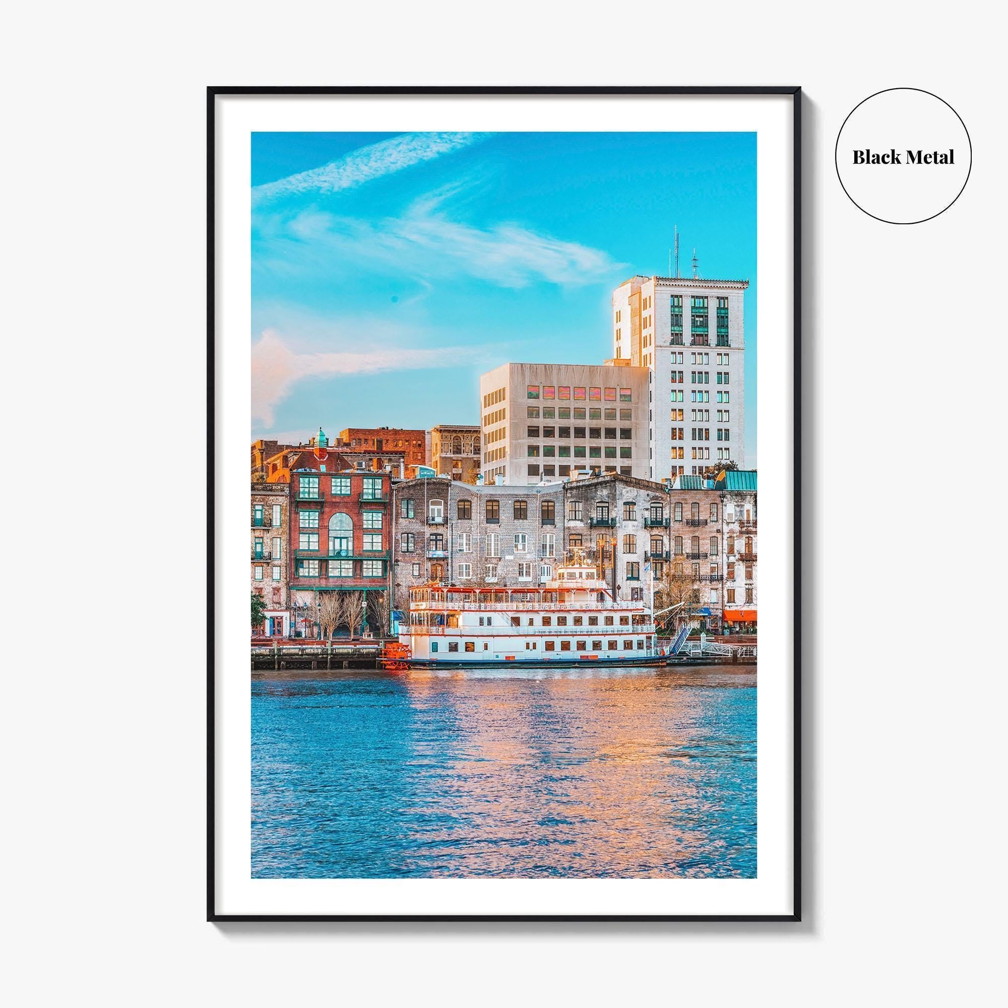 Savannah Skyline Fine Art Photo Print, GA USA Riverfront, Wall Art Poster