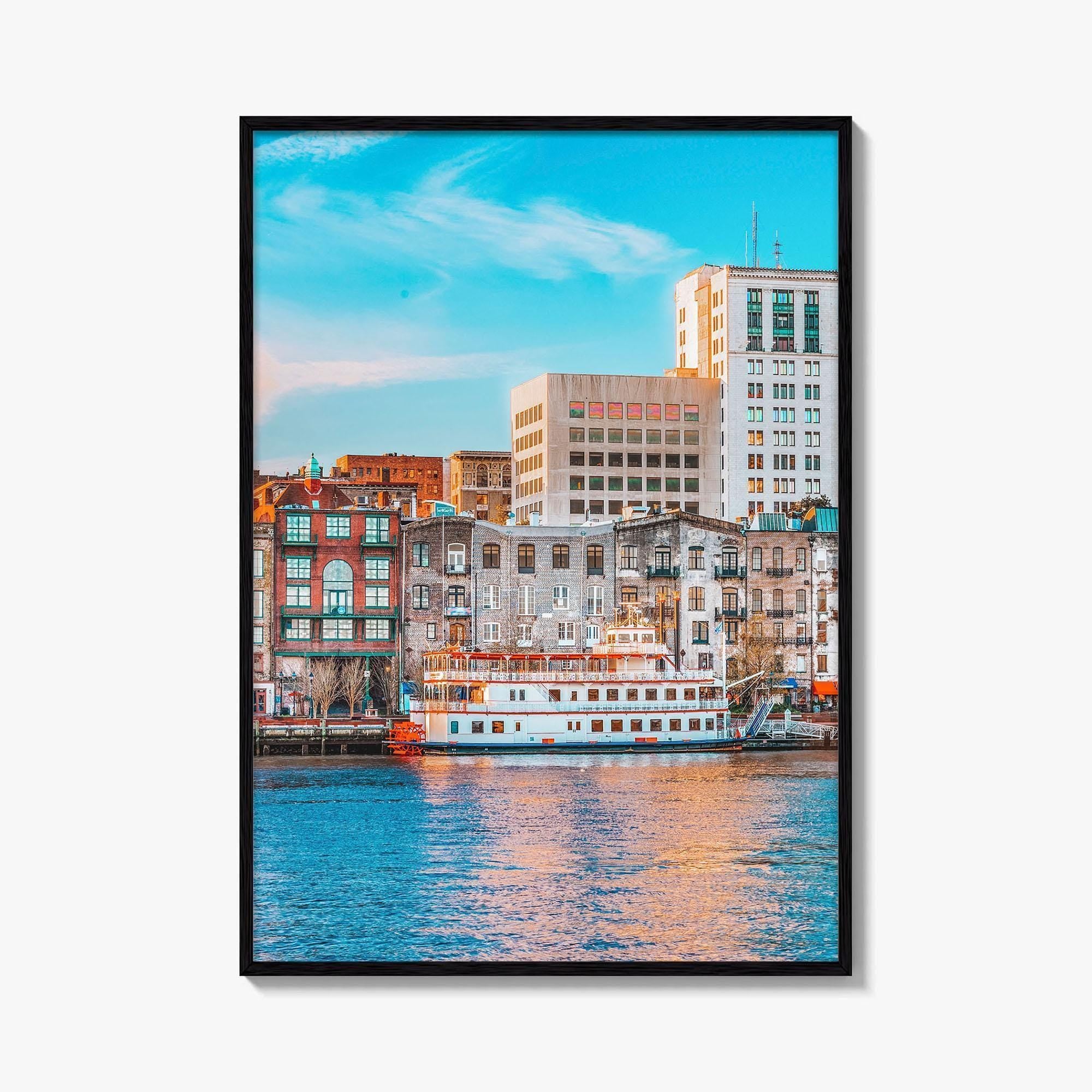 Savannah Skyline Fine Art Photo Print, GA USA Riverfront, Wall Art Poster