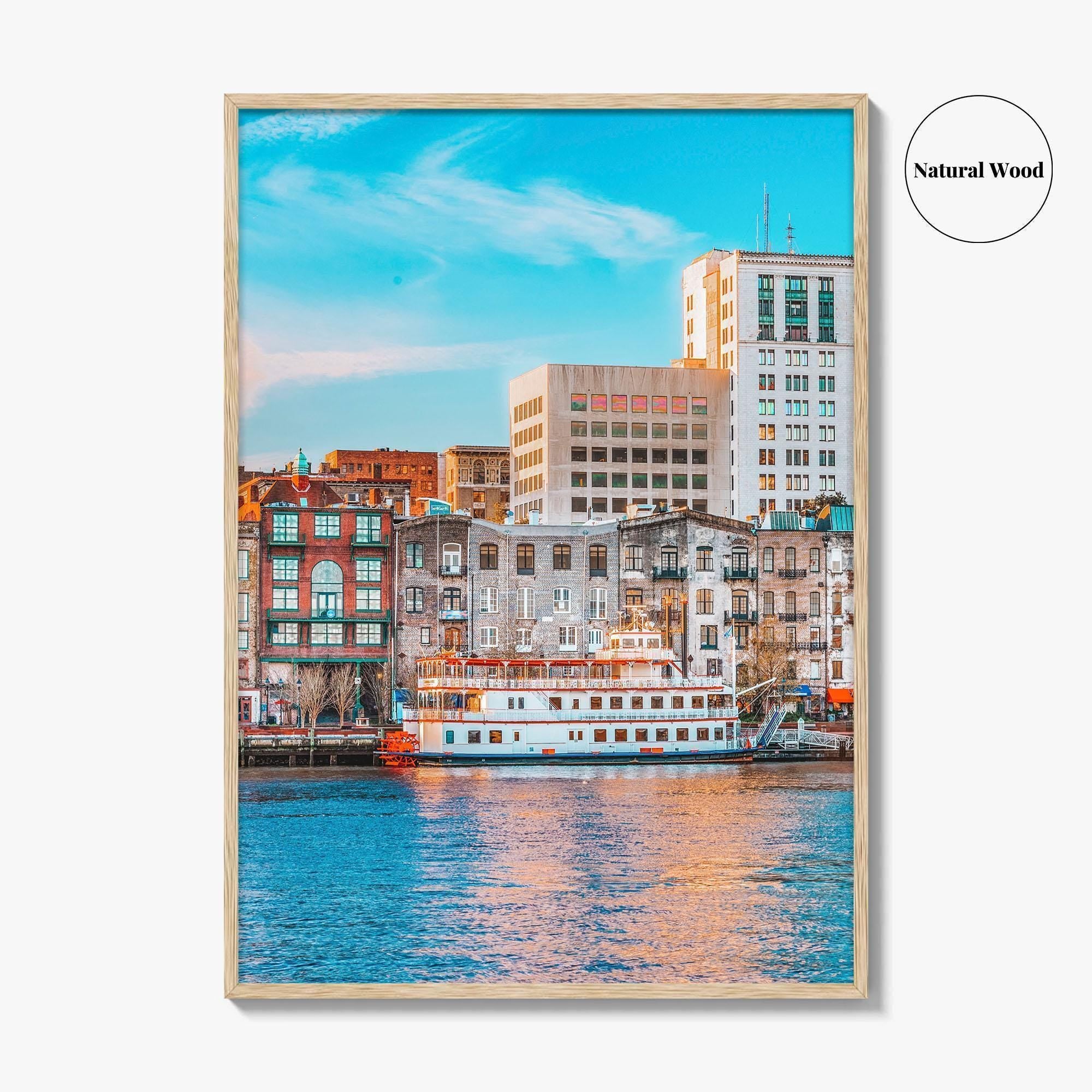 Savannah Skyline Fine Art Photo Print, GA USA Riverfront, Wall Art Poster