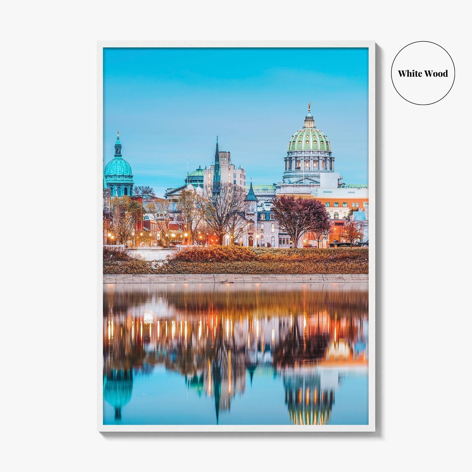 Harrisburg Pennsylvania Skyline Fine Art Photo Print, Susquehanna River, USA Poster, Wall Decor
