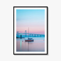 Newport RI Fine Art Photo Print, Goat Island Lighthouse, Pell Bridge, Poster