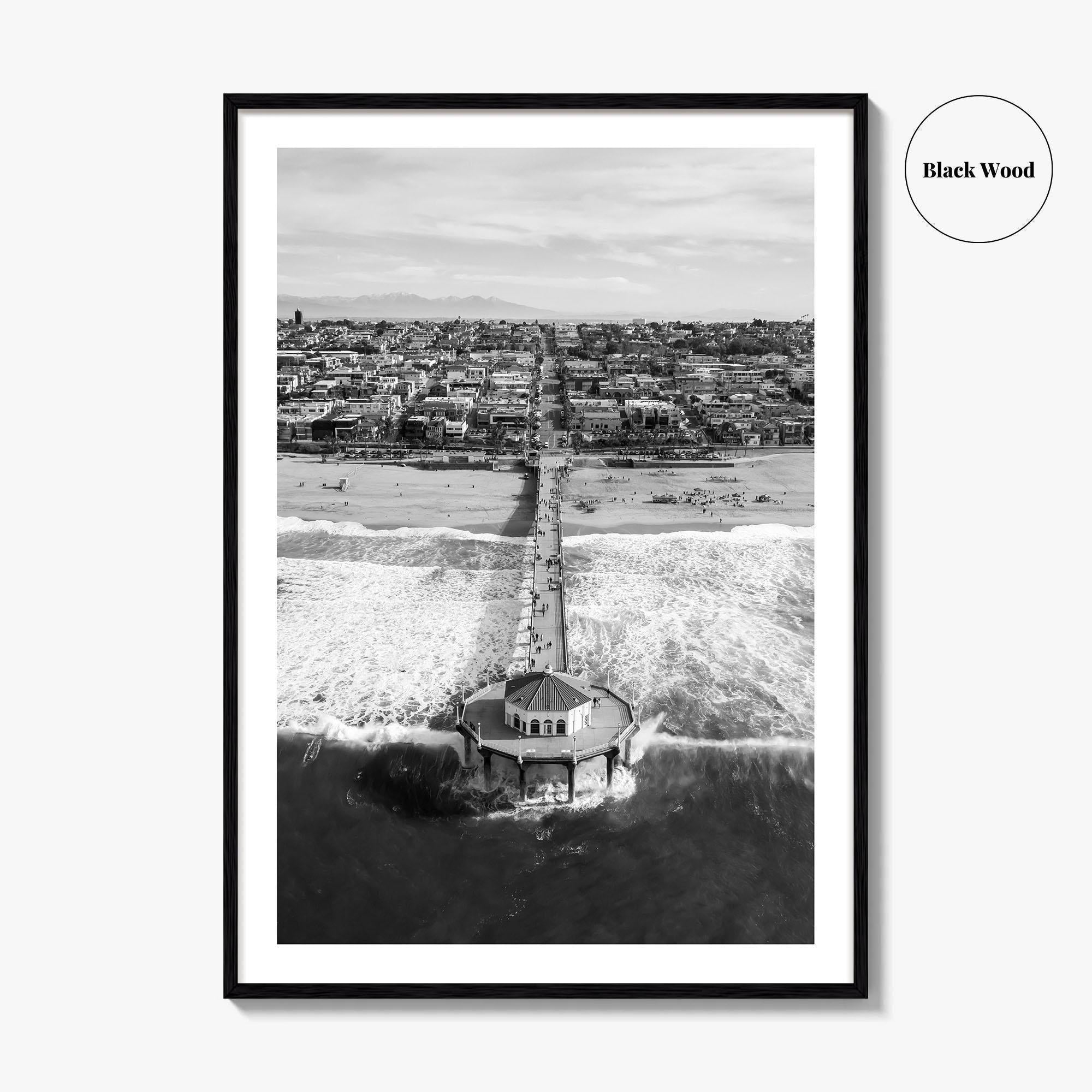 Manhattan Beach Black and White Fine Art Photo Print, California Pier, Los Angeles, USA