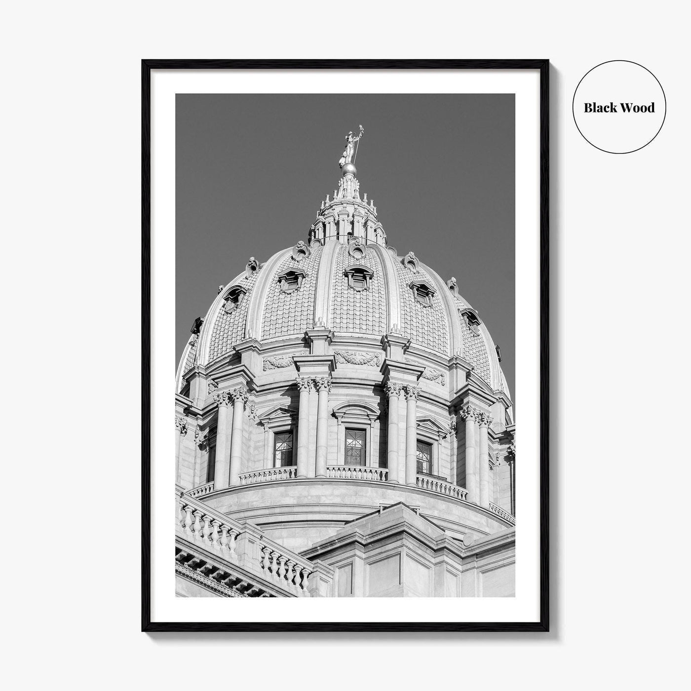 Harrisburg Black and White Fine Art Photo Print, Pennsylvania Capitol Dome Poster, PA Poster