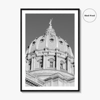 Harrisburg Black and White Fine Art Photo Print, Pennsylvania Capitol Dome Poster, PA Poster