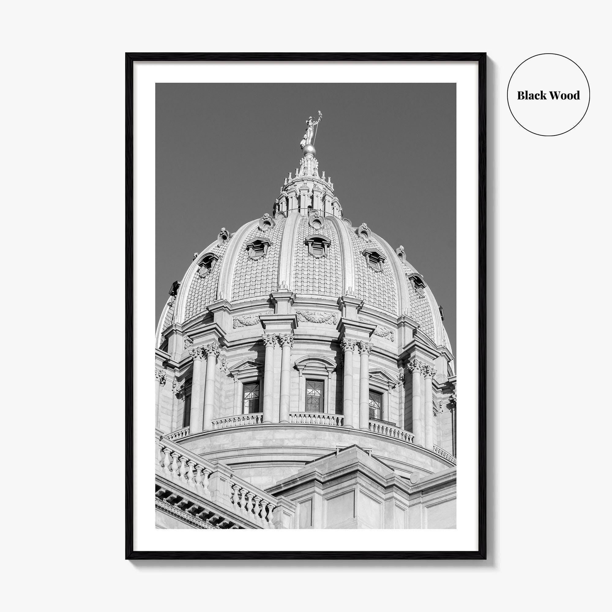 Harrisburg Black and White Fine Art Photo Print, Pennsylvania Capitol Dome Poster, PA Poster