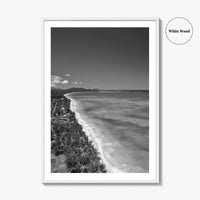 Oahu Black and White Fine Art Photo Print, Waimanalo Beach, Hawaii Aerial Poster, USA