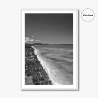 Oahu Black and White Fine Art Photo Print, Waimanalo Beach, Hawaii Aerial Poster, USA