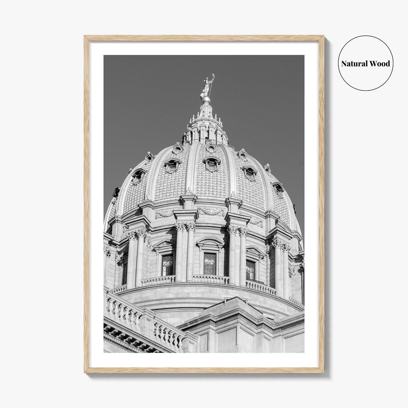 Harrisburg Black and White Fine Art Photo Print, Pennsylvania Capitol Dome Poster, PA Poster