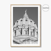 Harrisburg Black and White Fine Art Photo Print, Pennsylvania Capitol Dome Poster, PA Poster