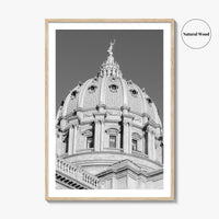 Harrisburg Black and White Fine Art Photo Print, Pennsylvania Capitol Dome Poster, PA Poster