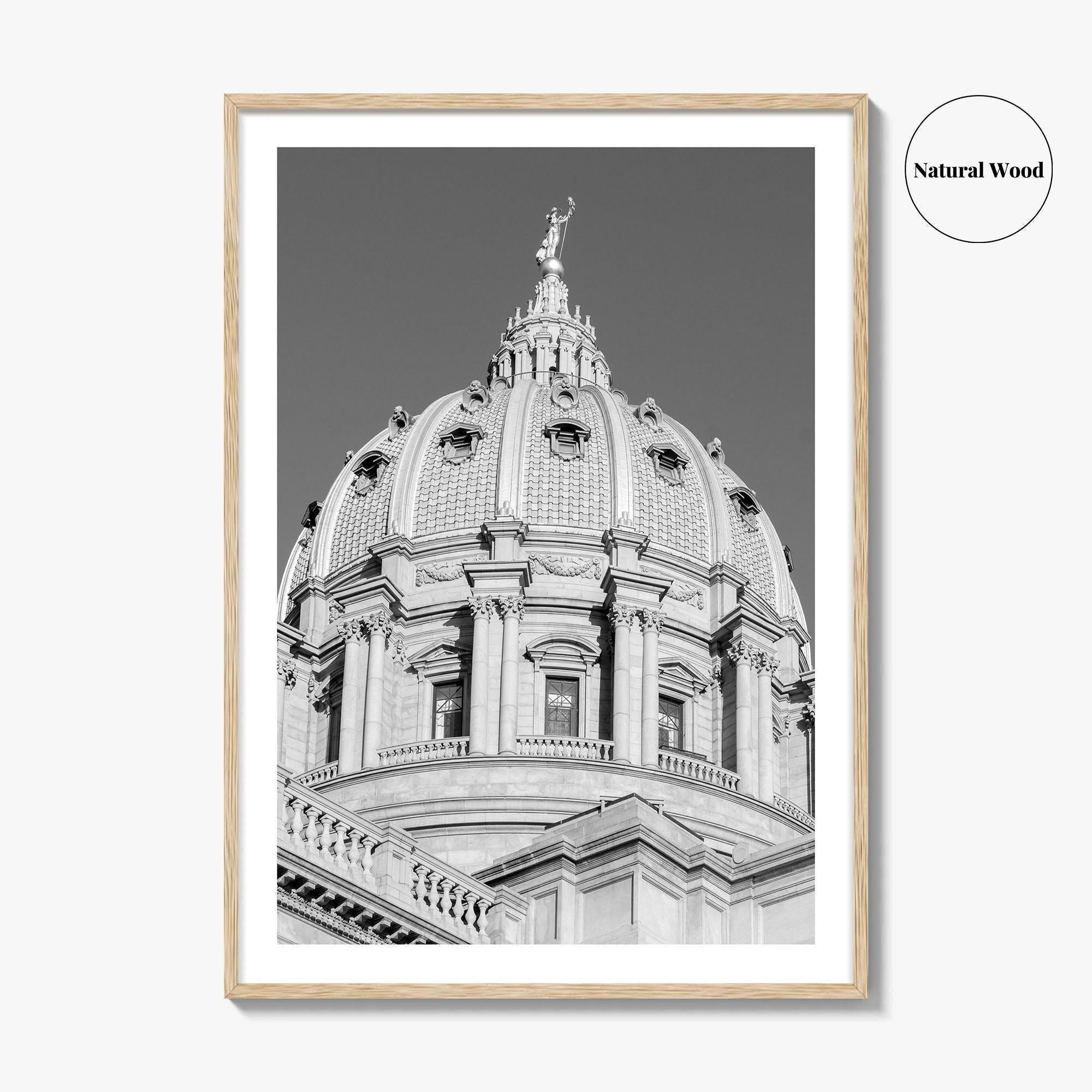 Harrisburg Black and White Fine Art Photo Print, Pennsylvania Capitol Dome Poster, PA Poster
