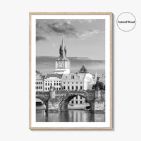 Prague Black and White Fine Art Photo Print, Charles Bridge, Czech Republic, Praha, Poster