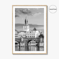 Prague Black and White Fine Art Photo Print, Charles Bridge, Czech Republic, Praha, Poster