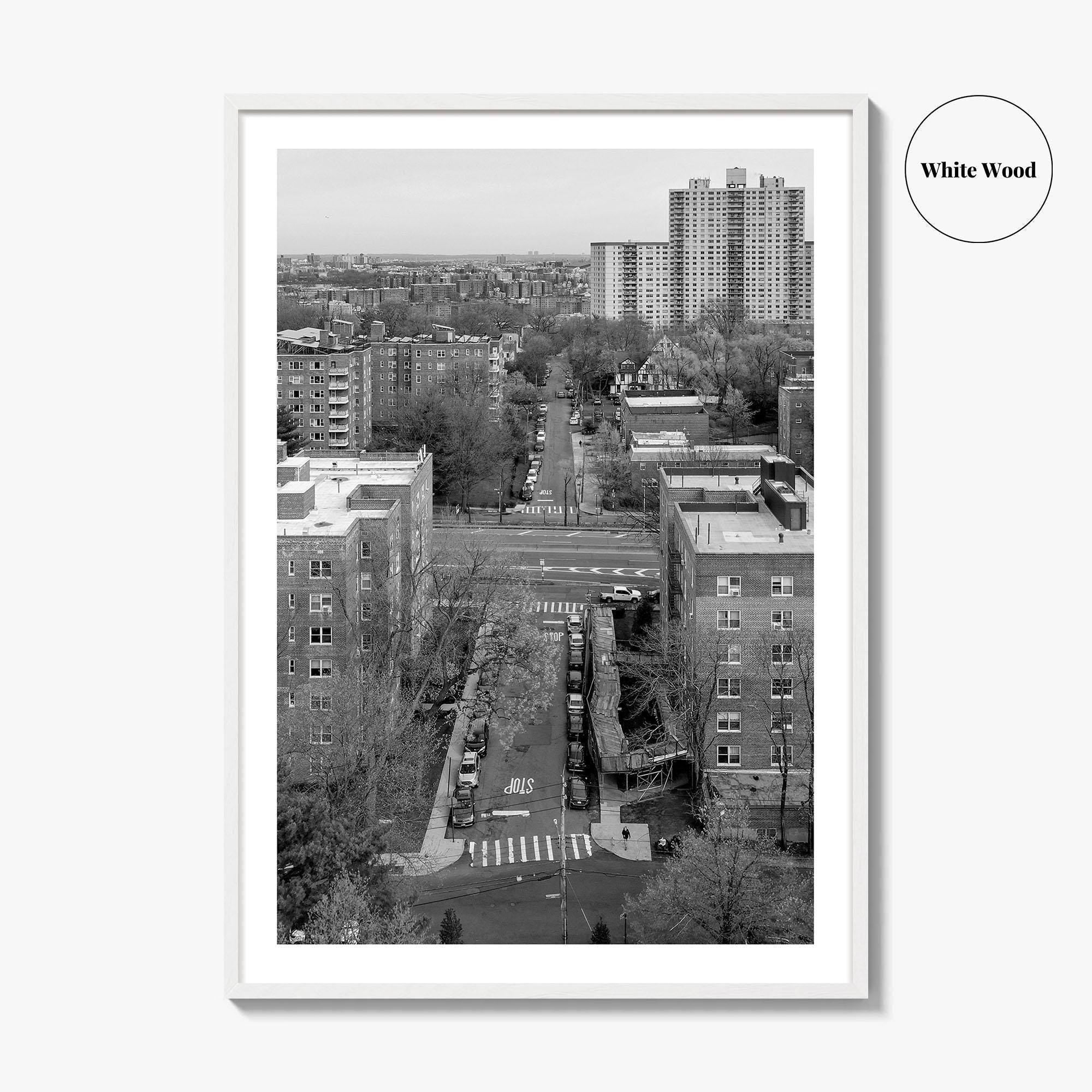 The Bronx Black and White Fine Art Photo Print, Spuyten Duyvil Aerial, NYC Poster
