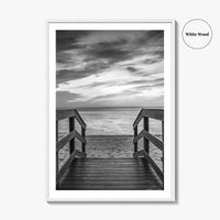 Naples Florida Black and White Fine Art Photo Print, Gulf Shore Boardwalk Poster