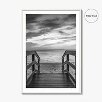 Naples Florida Black and White Fine Art Photo Print, Gulf Shore Boardwalk Poster